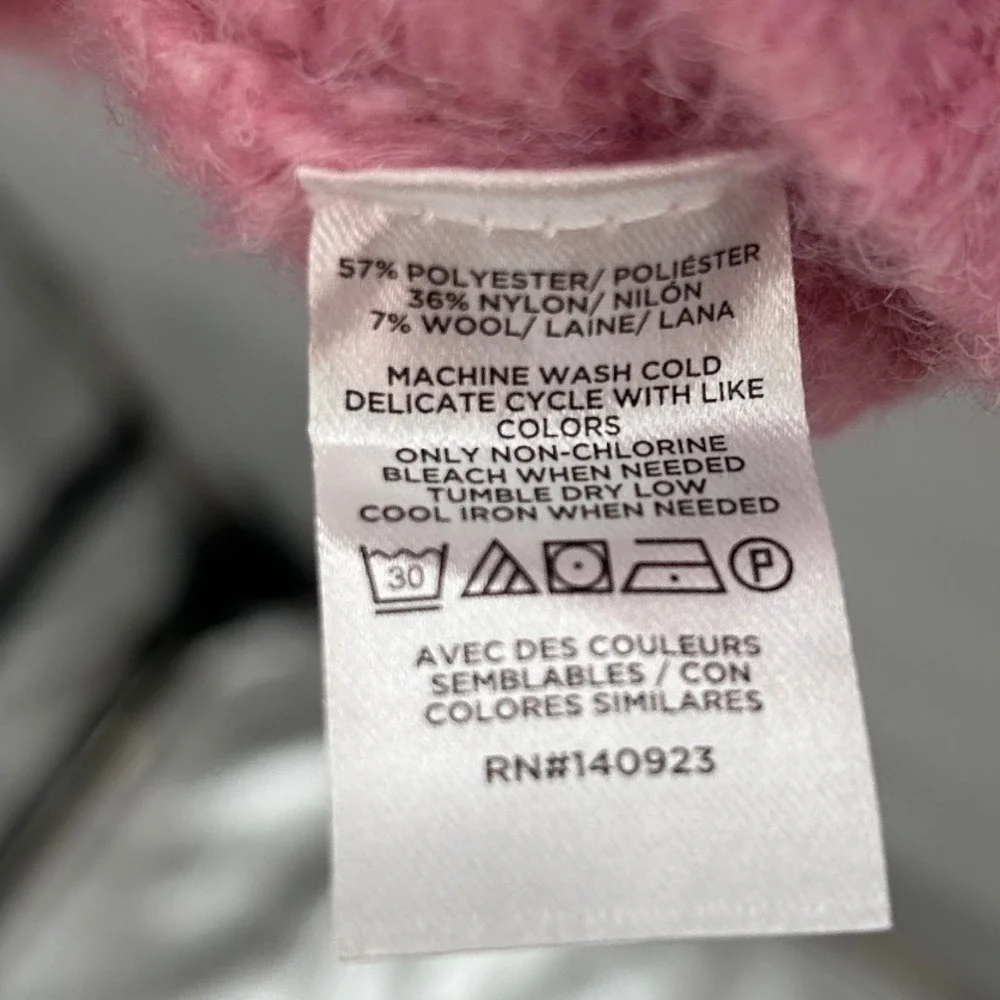 LOFT Pink Cable Open Knit Crew Neck Sweater Womens XL Wool‎ Blend Lightweight